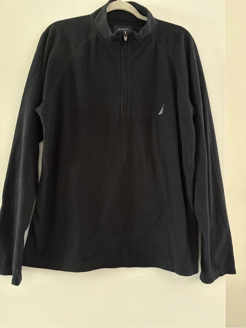 Nautica Black Fleece Quarter-Zip with Cream Trim